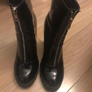 Pleather heeled booties